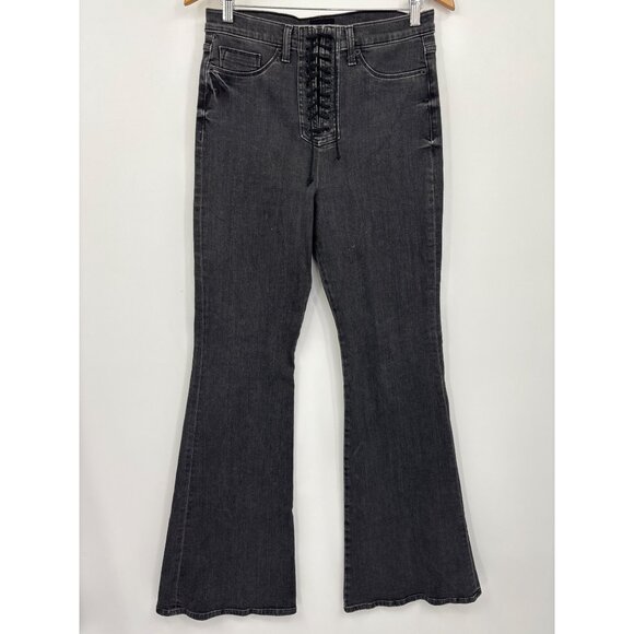 Hudson Bullocks High Waist Lace Up Flare Jeans Faded Black 31 - Picture 3 of 9